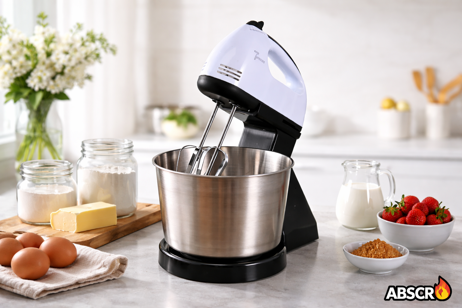 Mixer cu bol inox 4L YONSA 380W, 7 viteze, 2 in 1 (fix + manual) – mixer bucatarie multifunctional