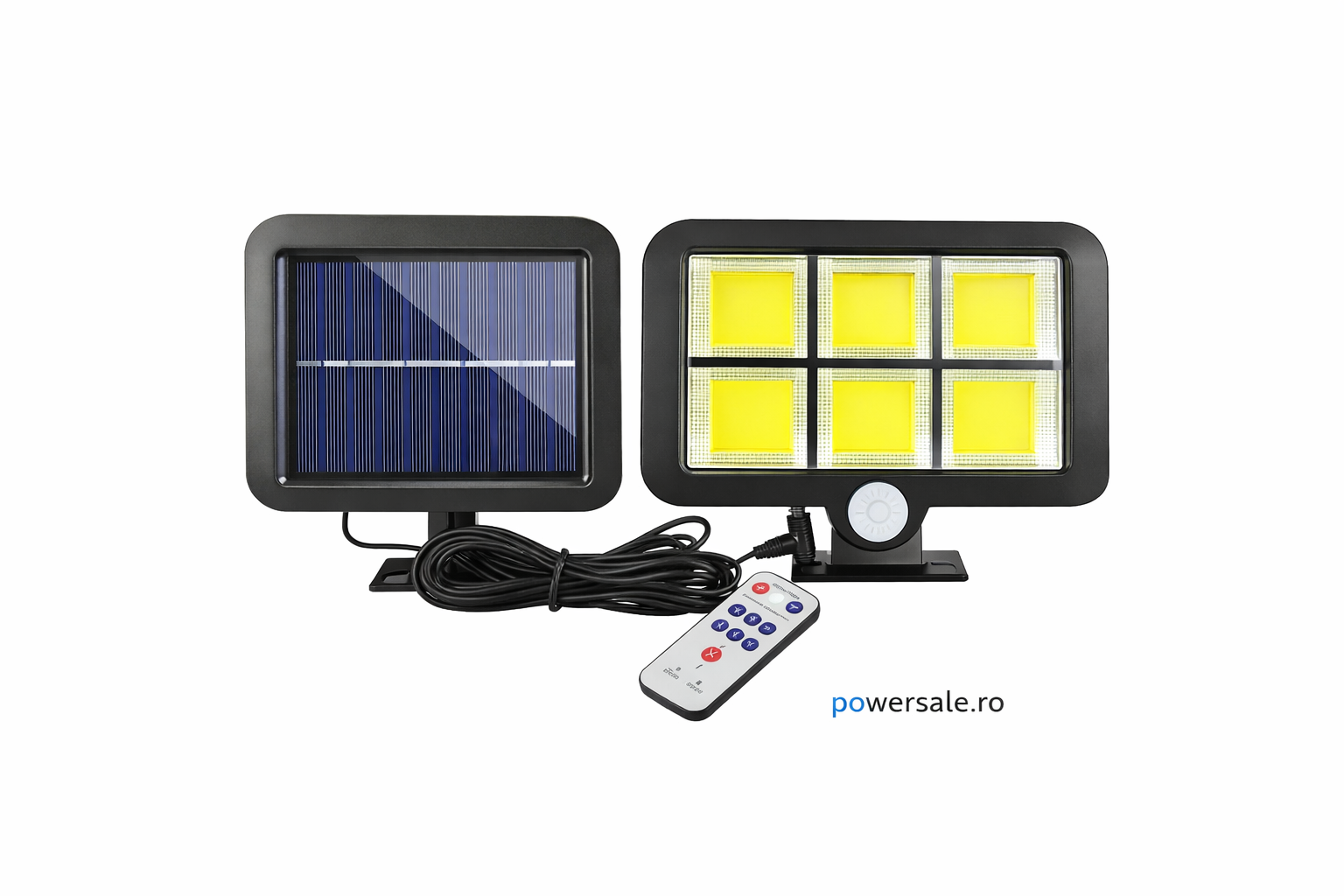 Set 4 Lampi Solare cu Panou Solar, 6 COB, Senzor de Miscare, Telecomanda