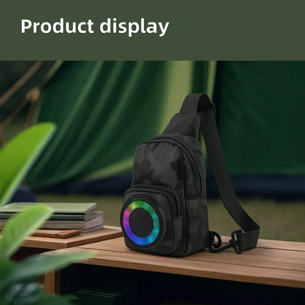 Boxă portabilă tip rucsac, Bluetooth 5.0, lumini RGB, FM, TWS, power bank PromotiiZilnice