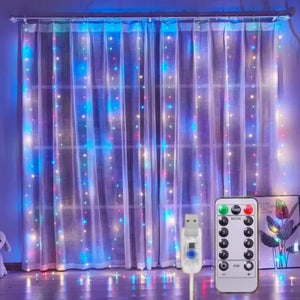 Set 2 x Instalatie perdea 3x3m , 300LED , 8 Programe, cu USB si Telecomanda PromotiiZilnice