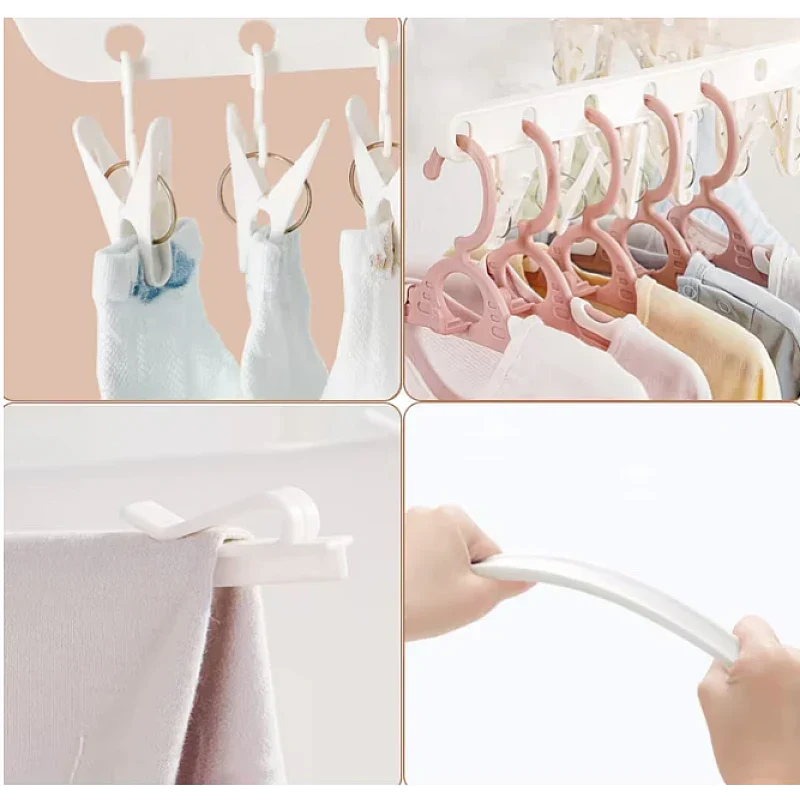 Uscator de rufe vertical, cu 3 niveluri rotative, 1 nivel cu clesti, pliabil, uscor de depozitat, din metal si plastic, alb/argintiu PromotiiZilnice