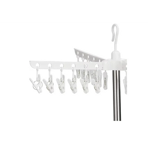 Uscator de rufe vertical, cu 3 niveluri rotative, 1 nivel cu clesti, pliabil, uscor de depozitat, din metal si plastic, alb/argintiu PromotiiZilnice