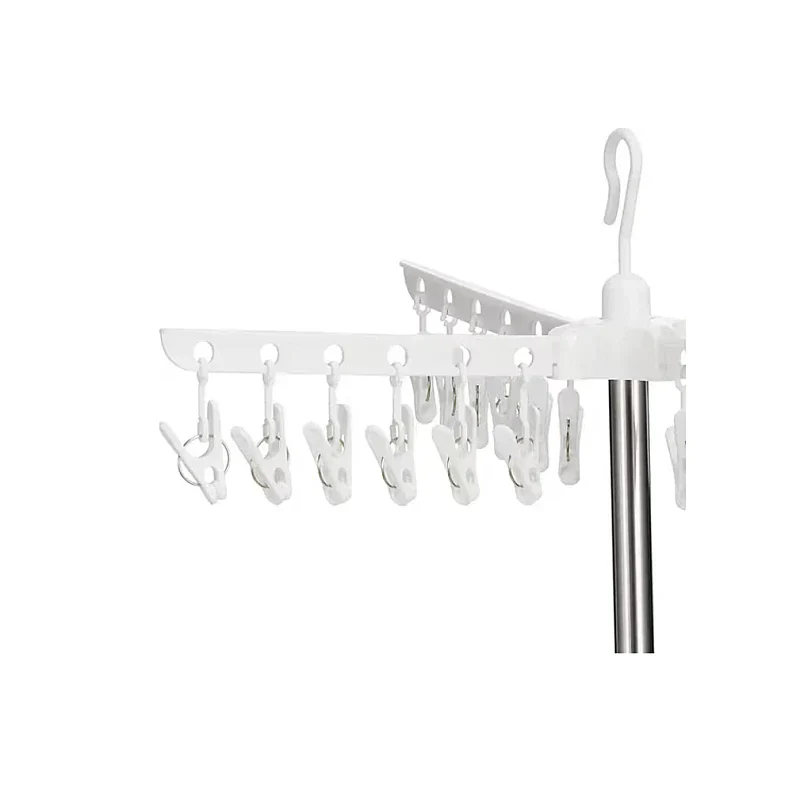 Uscator de rufe vertical, cu 3 niveluri rotative, 1 nivel cu clesti, pliabil, uscor de depozitat, din metal si plastic, alb/argintiu PromotiiZilnice