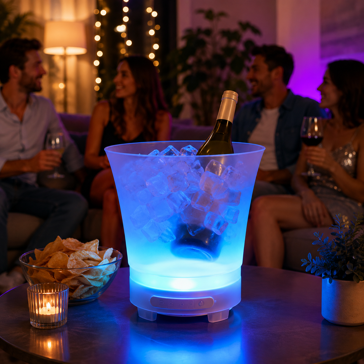 Frapieră LED 7L cu Boxă Wireless Bluetooth Integrată, Iluminare Multicolor RGB, Reîncărcabilă USB Type-C, pentru Petreceri și Evenimente PromotiiZilnice