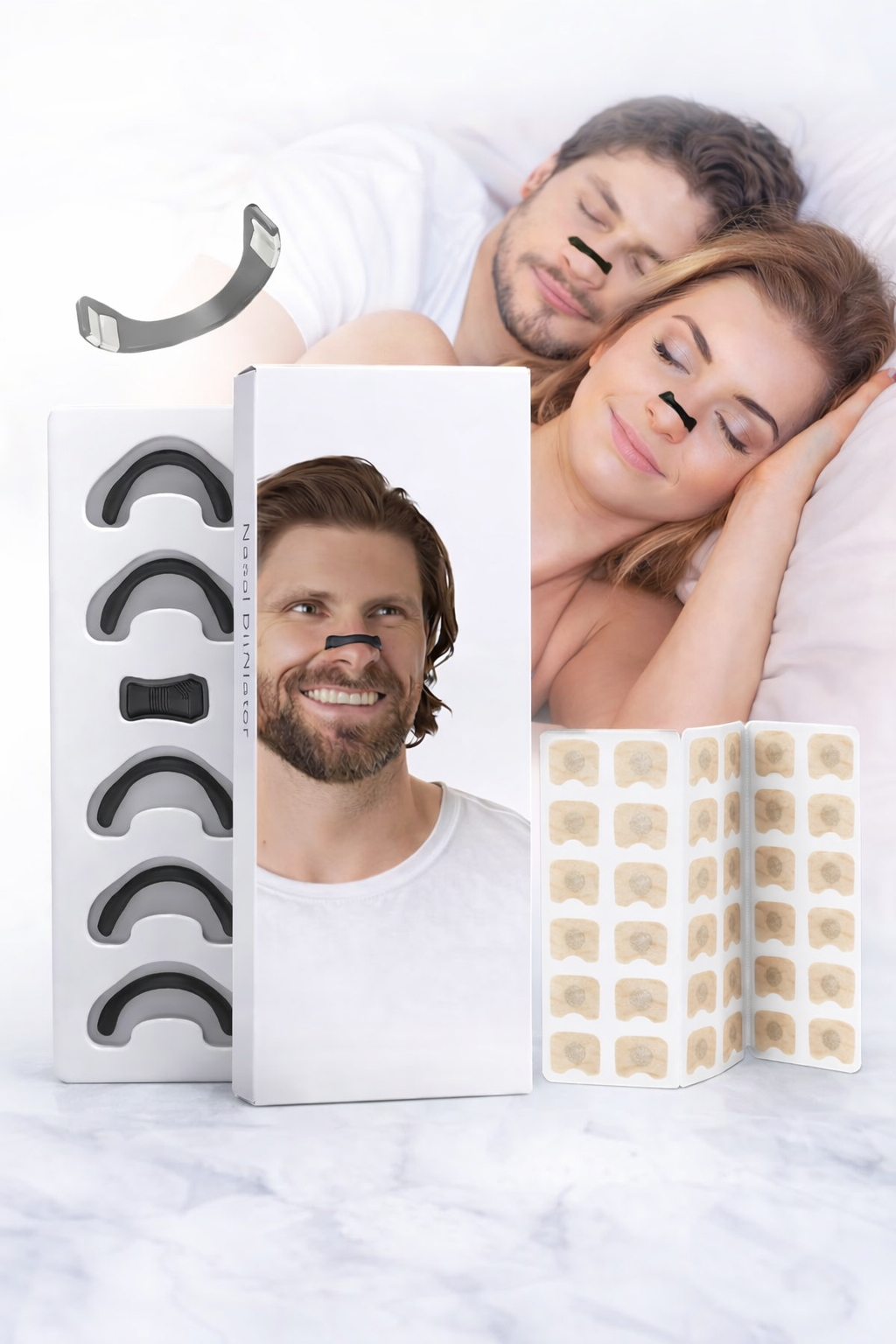 Set 60 bucati Kit Anti-Sforait cu Dilatator Nazal + Benzi Magnetice Reutilizabile