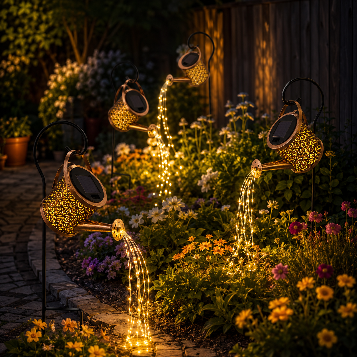 Set 4 Lămpi Solare Tip Stropitoare cu LED pentru Grădină, Iluminare Decorativă Premium, Rezistente la Intemperii