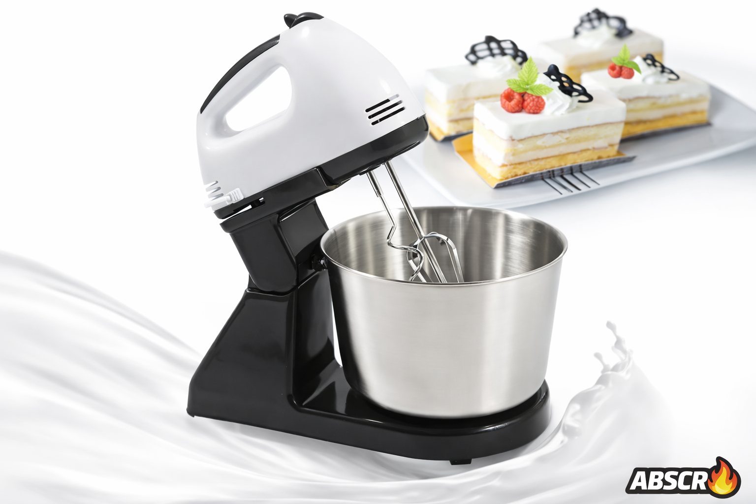 Mixer cu bol inox 4L YONSA 380W, 7 viteze, 2 in 1 (fix + manual) – mixer bucatarie multifunctional