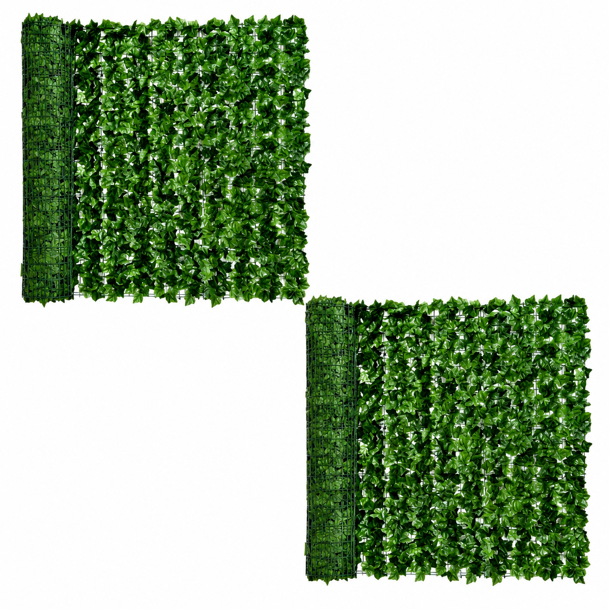 Set 2 Bucati Gard Artificial cu Frunze Verzi, 300 x 100 cm/Buc, 6 m² Total, pentru Balcon, Terasa, Gard si Decor, Interior/Exterior