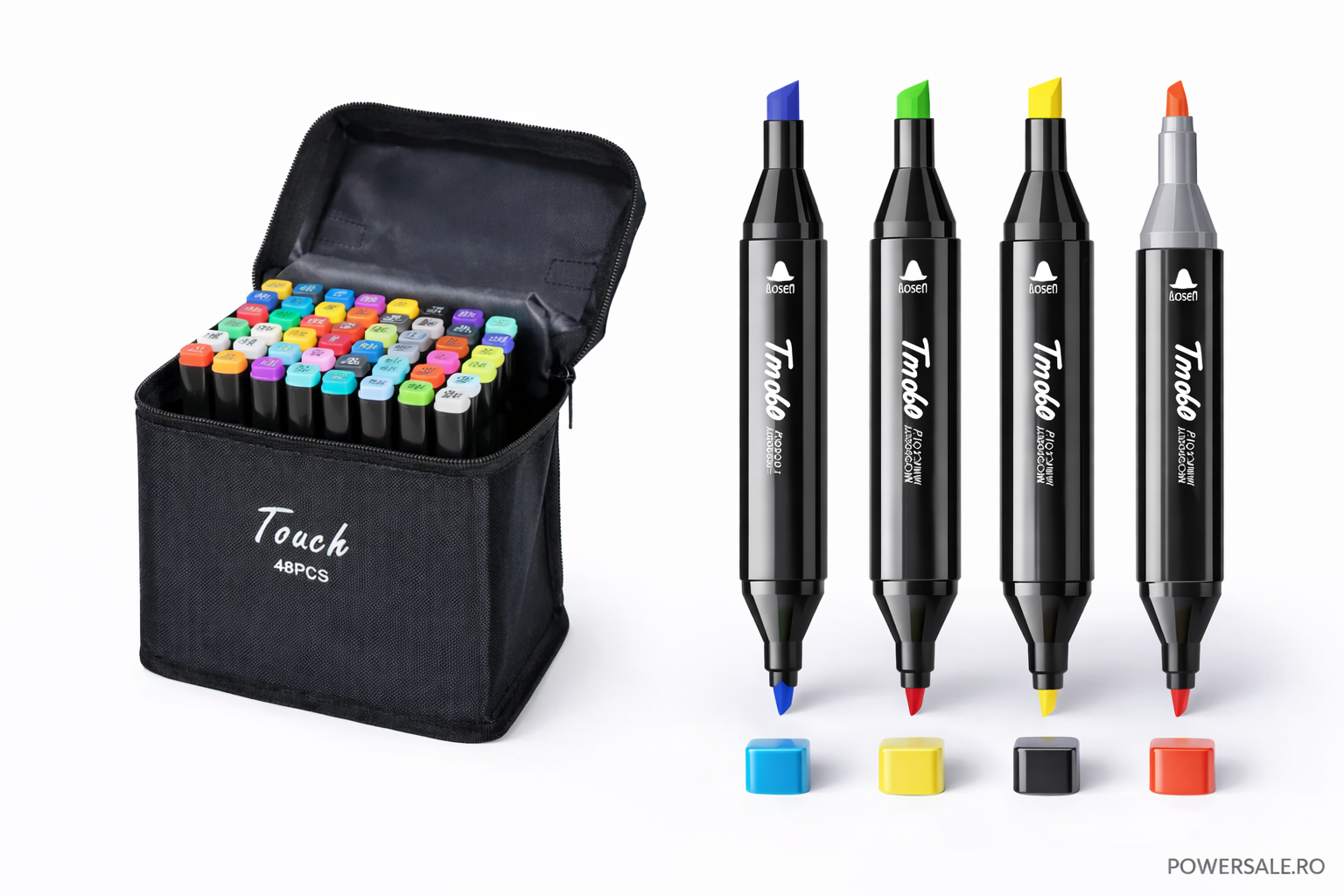Pachet 2 x Set 36 Markere Dual Tip cu Geanta, 72 Bucati
