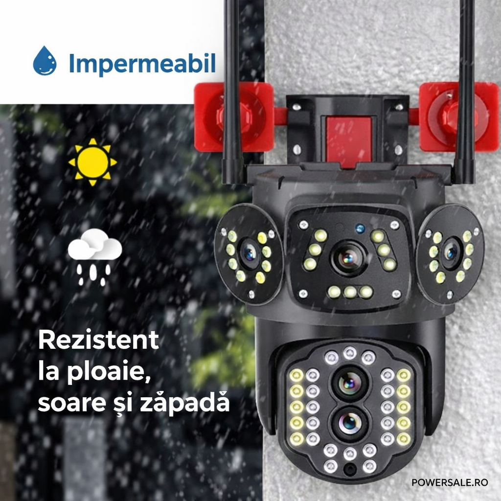 Set 2 Camere Supraveghere 4G Exterior 4K, Zoom 10X, Detectare Persoane, Rotire 360°, IP66