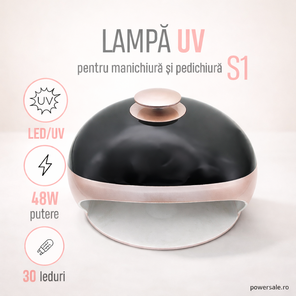 Lampă UV LED 48W Global Fashion S1 pentru Manichiură și Pedichiură – 30 LED-uri, Timer 10/30/60s, Senzor Automat