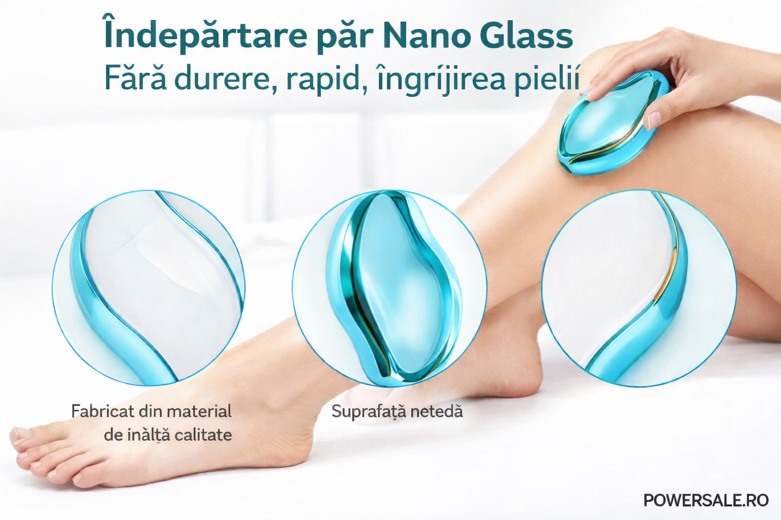 Set 2 Bucăți Dispozitiv Nano Glass pentru Îndepărtarea Părului – Epilare Rapidă, Delicată și Reutilizabilă, Efect de Piele Fină