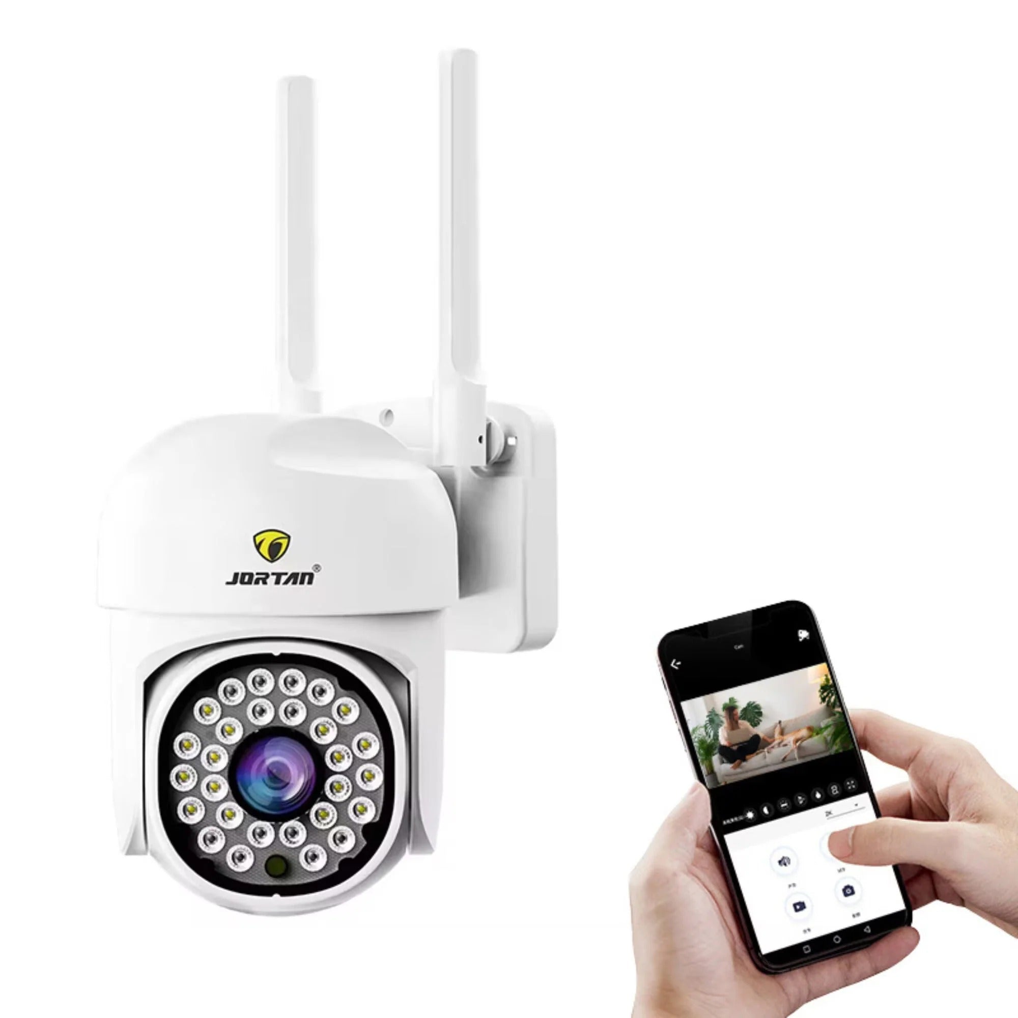 Set 4 Camere Supraveghere WIFI Jortan + 4 Carduri 32GB, 360° Rotire, Detectie Umana, Vedere Noapte Color, Sirena, IP66 - PromotiiZilnice