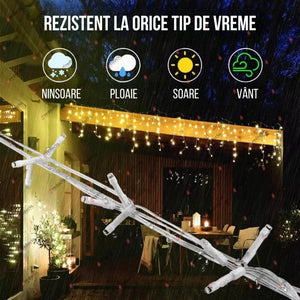 Set 3 Instalații Franjuri LED 3 x 12 m (36 m), Alb Rece, Alb Cald, Albastru, Multicolor - PromotiiZilnice