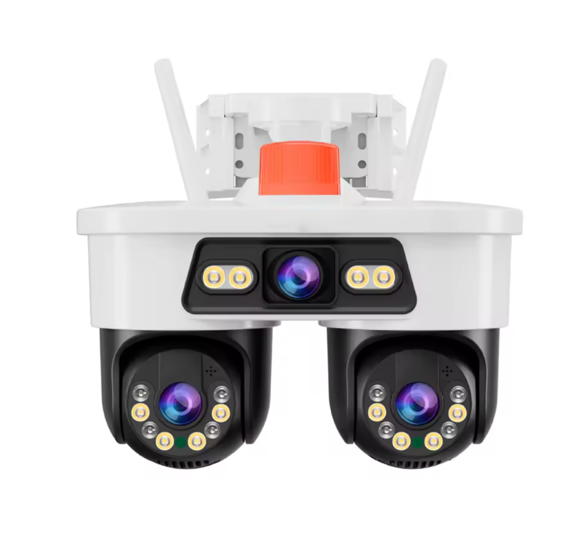 Camera WiFi Exterior 9MP 6K cu 3 Lentile si Cap PTZ 355°, Viziune Nocturna Color si Audio Bidirectional, IP66