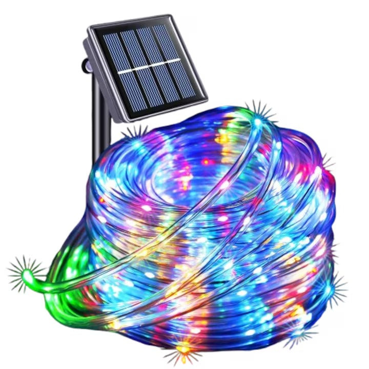 Instalatie Luminoasa Craciun Solara LED 10m, Gradina Exterior, 60 LED-uri