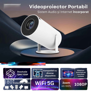 Videoproiector portabil smart cu Android 11, 2 controllere și jocuri incluse, Wi-Fi 6, suport 4K PromotiiZilnice