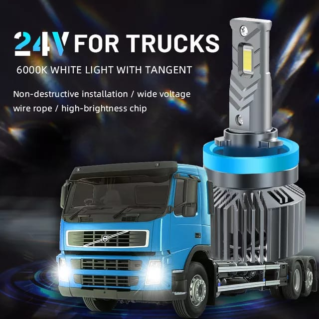 Set 2 Becuri H1, H7, H11, LED, 45W, 6000K, 8000 Lumeni, 24V Camion