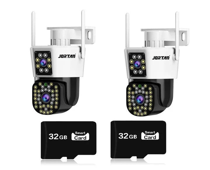 Set 2 Camere Supraveghere, Jortan 6MP Full HD 4K, Detectare Umana si Faciala, 2 Carduri 32GB incluse