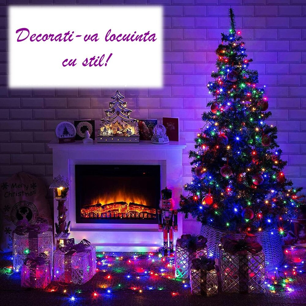 Instalatie De Craciun, 100 m, 480 LED -uri, Jocuri de Lumini, Pentru Exterior/Interior - PromotiiZilnice