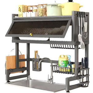 Scurgator, Raft vase, 85 cm lungime, otel Premium inoxidabil, anticoroziune, design versatil, uscare/depozitare, negru PromotiiZilnice