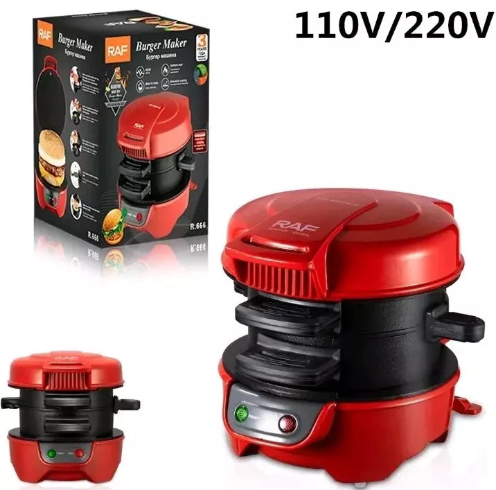 Aparat de facut burgeri sau sandwich-uri RAF 600W, Rosu - PromotiiZilnice