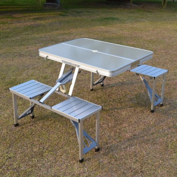 Set Masa pliabila Picnic tip Geamantan cu 4 Scaune din Aluminiu - PromotiiZilnice