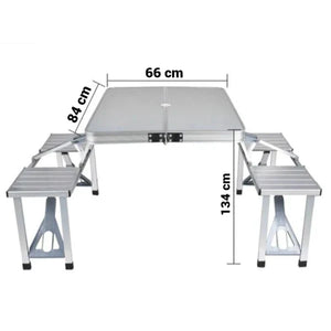 Set Masa pliabila Picnic tip Geamantan cu 4 Scaune din Aluminiu - PromotiiZilnice