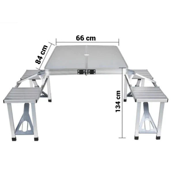 Set Masa pliabila Picnic tip Geamantan cu 4 Scaune din Aluminiu - PromotiiZilnice
