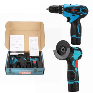 Set portabil 2 în 1: Mașină de găurit de 48 V și polizor unghiular de 10.000 RPM cu baterii, discuri de tăiere și accesorii - PromotiiZilnice