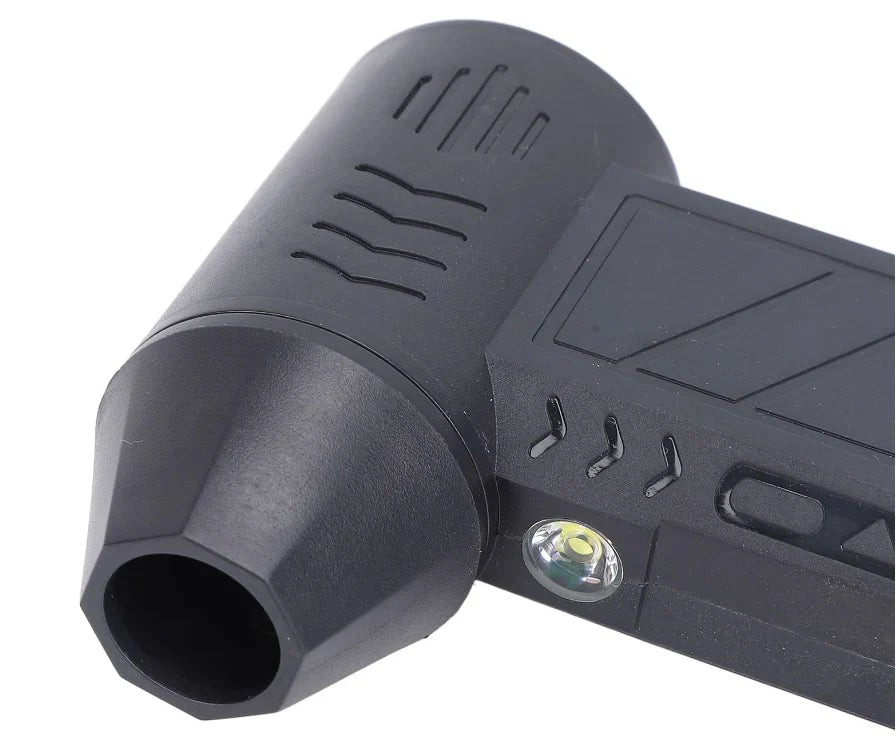 Suflanta aer portabila, indicator baterie, turbo fan, 130000 RPM, 4 trepte de putere, baterie 5000 mAh, negru cu 2 acumulatori PromotiiZilnice