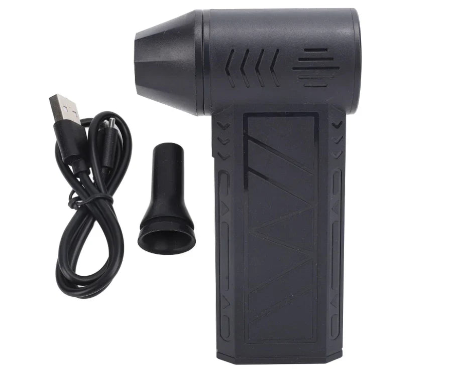 Suflanta aer portabila, indicator baterie, turbo fan, 130000 RPM, 4 trepte de putere, baterie 5000 mAh, negru cu 2 acumulatori PromotiiZilnice